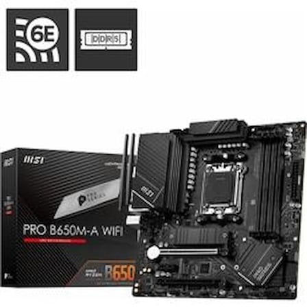 Msı Mb Pro B650M-A Wifi Am5 Ddr5 6400Mhz(Oc) Hdmı Dp M.2 Usb3.2 2.5G Lan Wifi 6E Matx Anakart (KDO)
