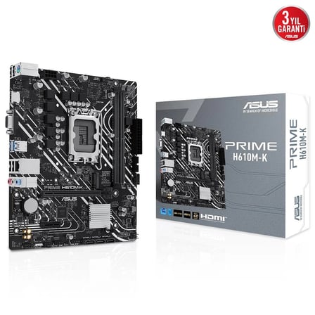 Asus Prime H610M-K ARGB Intel Soket LGA1700 DDR5 5600MHz mATX Gaming (Oyuncu) Anakart (KDO)