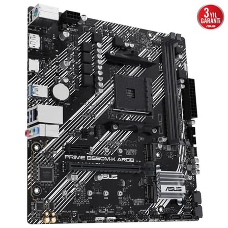 Asus Prime B550M-K ARGB 5100MHz (OC) DDR4 Soket AM4 M.2 HDMI mATX Anakart (KDO)