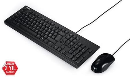 Asus U2000 Q Türkçe 1000DPI USB Siyah Kablolu Klavye Mouse Set - U2000-KBM-TR-Q (KDO)