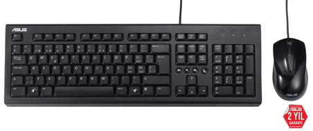 Asus U2000 Q Türkçe 1000DPI USB Siyah Kablolu Klavye Mouse Set - U2000-KBM-TR-Q (KDO)