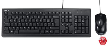 Asus U2000 Q Türkçe 1000DPI USB Siyah Kablolu Klavye Mouse Set - U2000-KBM-TR-Q (KDO)