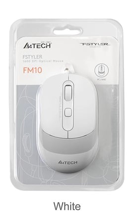A4 Tech Fm10 Usb Fstyler Beyaz Optik 1600 Dpı Mouse (KDO)