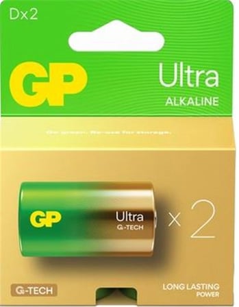 GP G-Tech LR20 Büyük Boy Ultra Alkalin Pil 2'li Paket GP13AU-U2 D Boy (KDO)