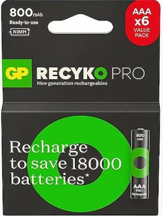 Gp AAA 850 mAh Şarjlı İnce Kalem Pil  4+2'li Paket Recyko GPHCH83BOK (KDO)