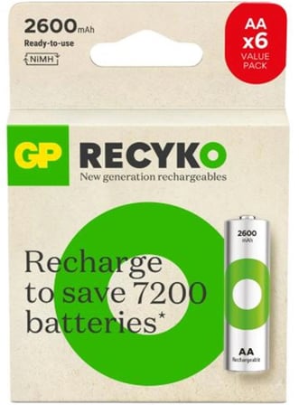 GP AA 2600 mAh Şarjlı Kalem Pil 4+2'li Paket GP270AAHCE4-2 (KDO)