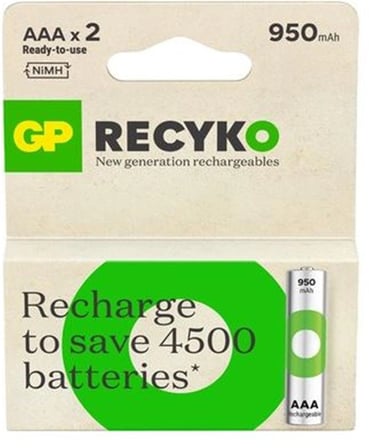 GP AAA 950 mAh Şarjlı İnce Kalem Pil 2'li Paket GP100AAHCEMTR-2GB (KDO)