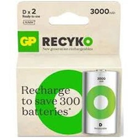 Gp 3000 mAh Büyük Boy Şarjlı Pil 2 li  Paket D Boy GP300DHCR21-2TLB2 (KDO)