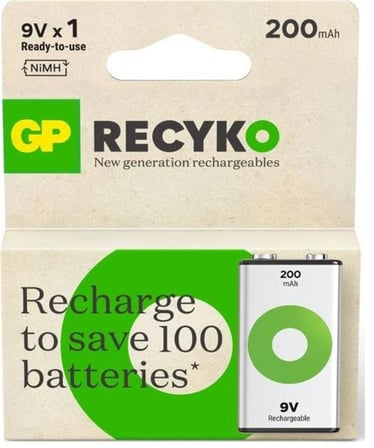 GP 9V 200 mAh Şarjlı Tekli Paket GP20R8HEM-2GB1 (KDO)
