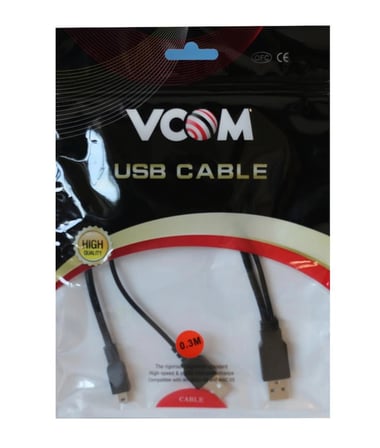 Vcom Usb 2.0 2-Mini Usb 5Pin Black 0.3M (KDO)