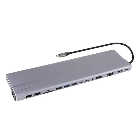 Vcom CU4703 Type-C To USB3.0-3+USB2.0-2+VGA+RJ45+SD+TF+Audio+HDMI+DP+USB-C DATA-2+USB-C Çoklayıcı (KDO)