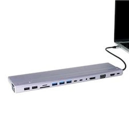 Vcom CU4703 Type-C To USB3.0-3+USB2.0-2+VGA+RJ45+SD+TF+Audio+HDMI+DP+USB-C DATA-2+USB-C Çoklayıcı (KDO)