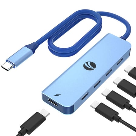 Vcom CUE11s Type-C To 4-Usb-C (10GBps)+Pd 3.0 100W Mavi Çoklayıcı (KDO)