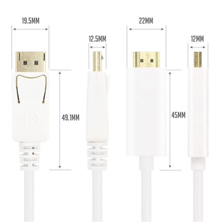 Vcom CG605L-1.8 Beyaz 1.8MT Display Port Erkek To Hdmi Erkek Kablo (KDO)