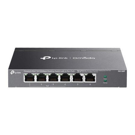 Omada Tp-Link DS106P 4 Port 10-100 Poe+ 2 Port 10-100 Mbps Uplink Switch Çelik Kasa Rack Mount (KDO)