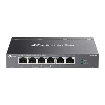 Omada Tp-Link DS106GPP 4 Port 10-100-1000 Poe+ Switch 2 Port Uplink Çelik Kasa Rack Mount (KDO)