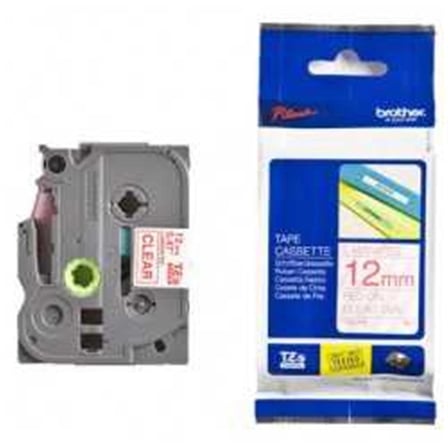 Brother TZE-132 12 mm Şeffaf Üzeri Kırmızı Laminasyonlu Etiket (KDO)
