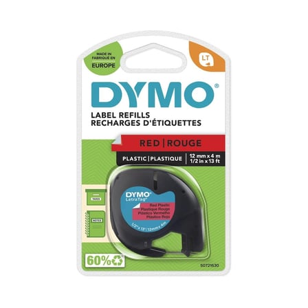 DYMO S0721630 LetraTag Plastik Şerit ( 12 mm X 4 mt ) , Kırmızı (59424) 91203 (KDO)