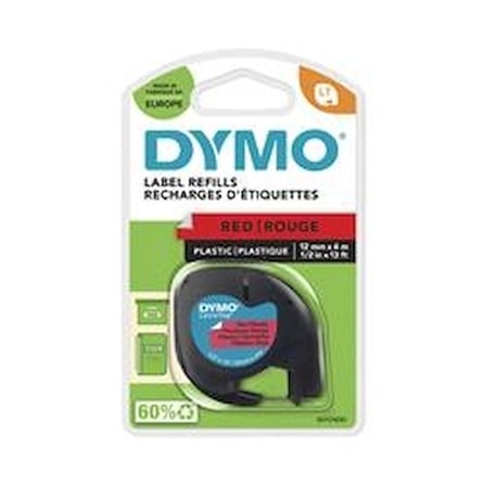 DYMO S0721630 LetraTag Plastik Şerit ( 12 mm X 4 mt ) , Kırmızı (59424) 91203 (KDO)