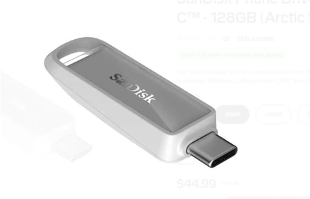 Sandisk SDIXS0N-128G-GN6NE 128GB Phone Drive with USB-C-128GB (Arctic White) Flash Bellek (KDO)