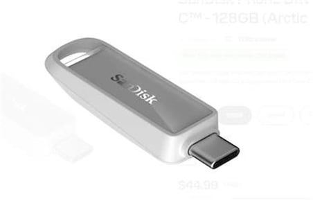 Sandisk SDIXS0N-128G-GN6NE 128GB Phone Drive with USB-C-128GB (Arctic White) Flash Bellek (KDO)