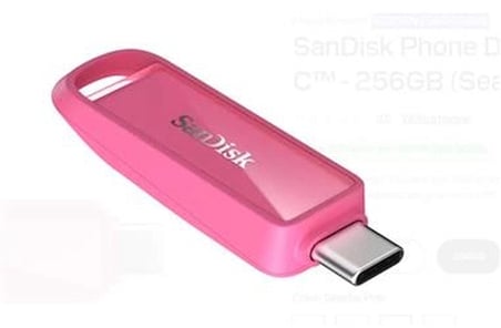 Sandisk SDIXS0N-256G-GN6NG 256GB Phone Drive with USB-C-128GB (Seastar Pink) Flash Bellek (KDO)