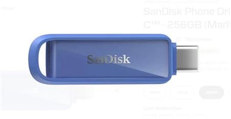 Sandisk SDIXS0N-256G-GN6ND 256GB Phone Drive with USB-C-128GB (Maritime Blue) Flash Bellek (KDO)