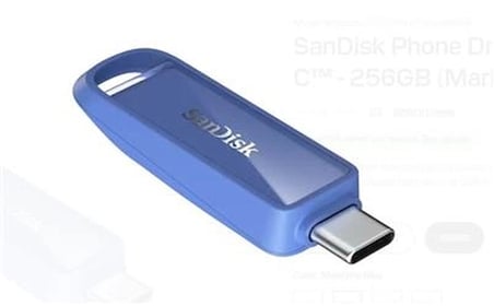 Sandisk SDIXS0N-256G-GN6ND 256GB Phone Drive with USB-C-128GB (Maritime Blue) Flash Bellek (KDO)