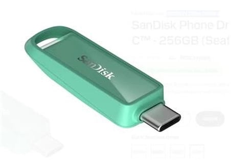 Sandisk SDIXS0N-256G-GN6NQ 256GB Phone Drive with USB-C-128GB (Seafoam Green) Flash Bellek (KDO)
