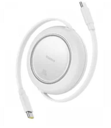 Baseus P10364500213-01 100W 1,5m ree2 Pull Mini Kablolu USB-C Şarj Kablosu Beyaz (KDO)
