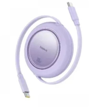 Baseus P10364500213-00 Free2 Pull Mini Kablolu USB-C 100W 2M Mor Şarj Kablosu (KDO)