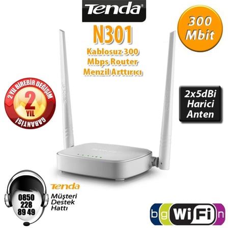 Tenda N301 300 Mbps 4 Port Router 2 Anten (KDO)