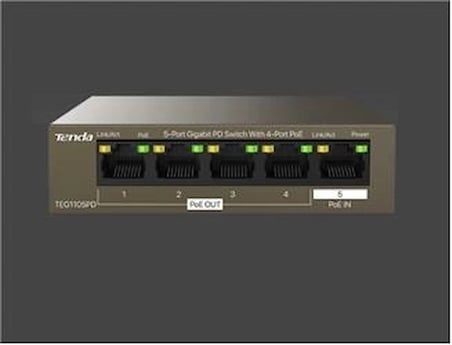 Tenda G0-5G-PoE 5 Port 4 Port Poe+ 10-100-1000 Switch Çelik Kasa POE Router (KDO)