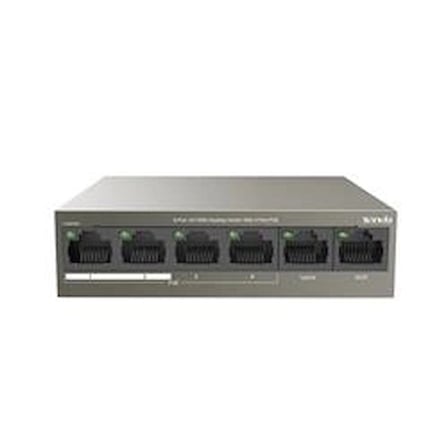 Tenda TEF1106P 6 Port 4 Port Poe+ 10-100 + 2 Port Uplink Switch Çelik Kasa Rack Mount (KDO)