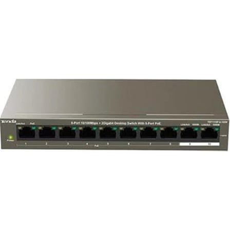 Tenda TEF1110P-8-63W 10 Port 8 Port Poe+ 10-100 + 2 Port 10-100 Switch (KDO)