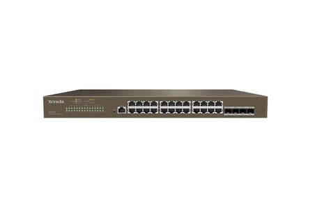 Tenda TEG5328F 24 Port 10-100-1000 Switch 4 Port SFP Yönetilebilir L2 Çelik Kasa Rack Mount (KDO)