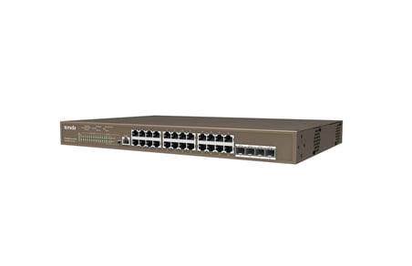 Tenda TEG5328P-24-410W 24 Port Poe+ 10-100-1000 Switch 4 Port SFP L3 Çelik Kasa Rack Mount (KDO)