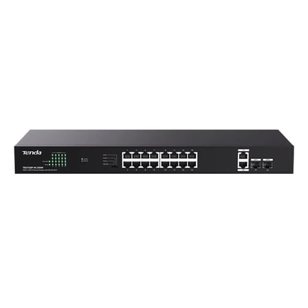 Tenda TEG1120P-16-250W 16 Port Poe+ 10-100-1000 2 Port Uplink +  2 Port SFP Switch Çelik Kasa (KDO)
