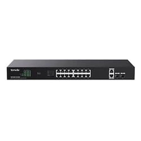Tenda TEG1120P-16-250W 16 Port Poe+ 10-100-1000 2 Port Uplink +  2 Port SFP Switch Çelik Kasa (KDO)