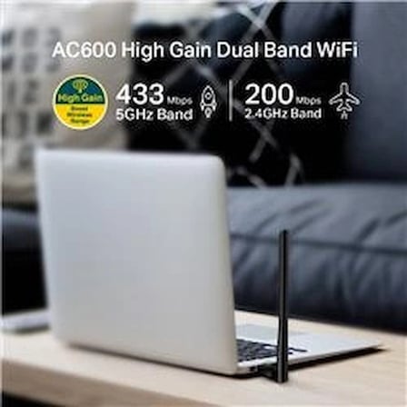 Tp-Link Archer T2U Plus 600 Mbps Antenli Yüksek Verimli Kablosuz USB Adaptör AC600 (KDO)