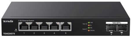 Tenda TEM2007X 2.5Gb Switch 7 Port 5x2.5G Por+2x10Gb SFP+ 50Gbps Yönetilmeyen Nas, Oyun PCsi Switch (KDO)