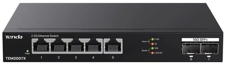 Tenda TEM2007X 2.5Gb Switch 7 Port 5x2.5G Por+2x10Gb SFP+ 50Gbps Yönetilmeyen Nas, Oyun PCsi Switch (KDO)