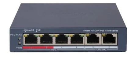 Hikvision DS-3E1106P-EI-M 4 Port PoE 10-100 2-Uplınk Yönetilemez Switch (KDO)