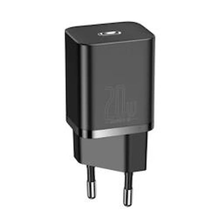 Baseus CCSUP-B01 Süper Si QC Siyah CCSUP-B01 20W Type-C Şarj Cihazı (KDO)