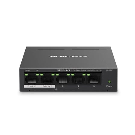 Tp-Link Mercusys MS105GP 5 Port 10-100-1000 Mbps Poe+ Switch Metal Kasa (KDO)