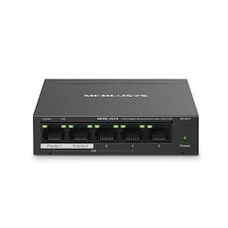 Tp-Link Mercusys MS105GP 5 Port 10-100-1000 Mbps Poe+ Switch Metal Kasa (KDO)