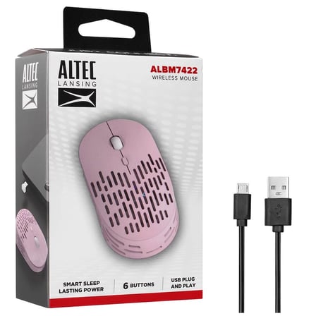 Altec Lansing ALBM7422 Pembe 2.4GHz Şarj Edilebilir Tek Renkli 1600DPI Optik Kablosuz Mouse (KDO)