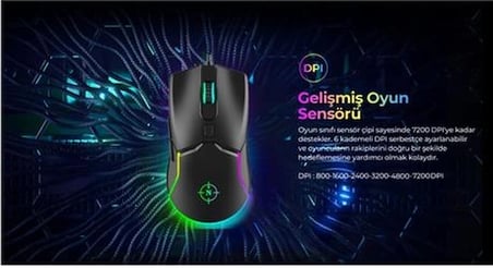 North Air Black RGB Kablolu Profesyonel Oyuncu Mouse (KDO)