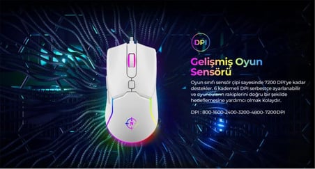 North Air White RGB Kablolu Profesyonel Oyuncu Mouse (KDO)