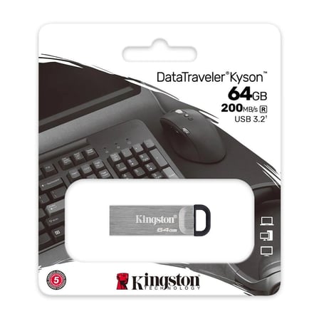 Kingston DTKN-64GB 64GB DataTraveler Kyson 200MB-s Metal USB 3.2 Gen 1 Flash Bellek (KDO)
